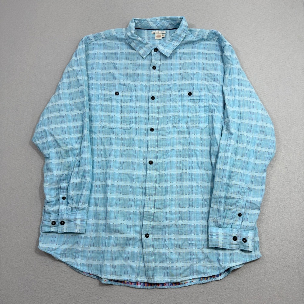 Carbon2Cobalt Button Down Mens XXLT Blue Plaid Long Sleeve Shirt Casual Cotton